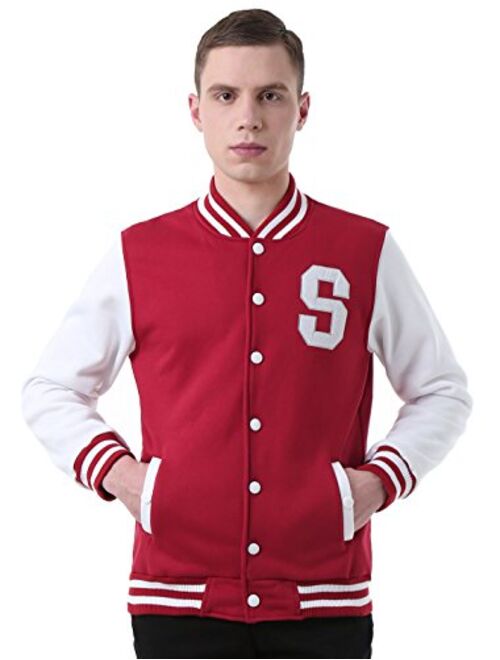 uxcell Men's Button Front Baseball School Lettermans Varsity Bomber Jacket