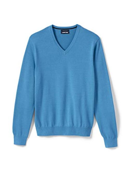 Lands' End Men's Classic Fit Fine Gauge Supima Cotton V-Neck Sweater