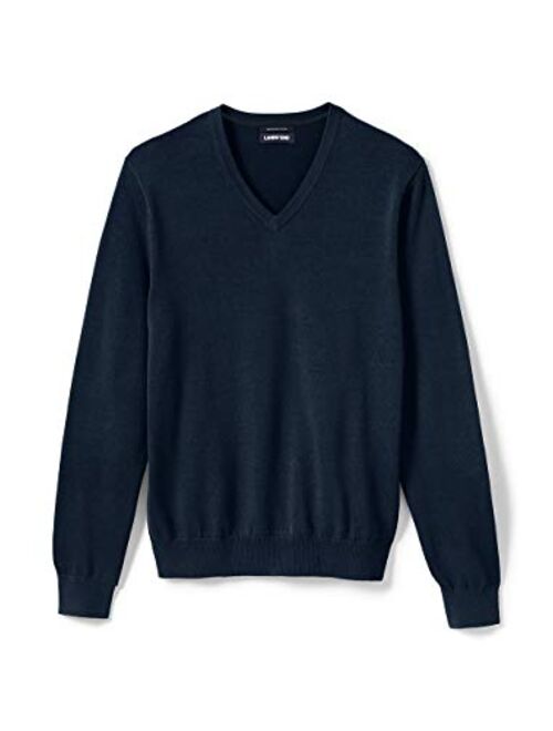 Lands' End Men's Classic Fit Fine Gauge Supima Cotton V-Neck Sweater