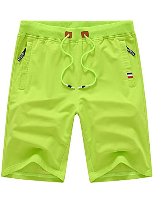 QPNGRP Mens Shorts Casual Drawstring Zipper Pockets Elastic Waist