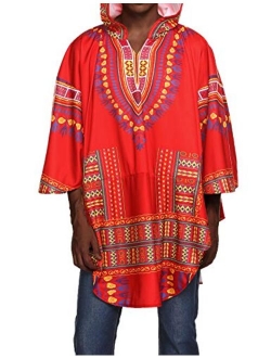 Mens African Dashiki Print Ruffle Shawl Collar Cardigan Lightweight Long Length Drape Cape