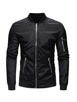 TOTNMC Men's Causal Lightweight Jacket Bomber Varsity Jacket Windbreaker Full Zip Up Jacket Coat