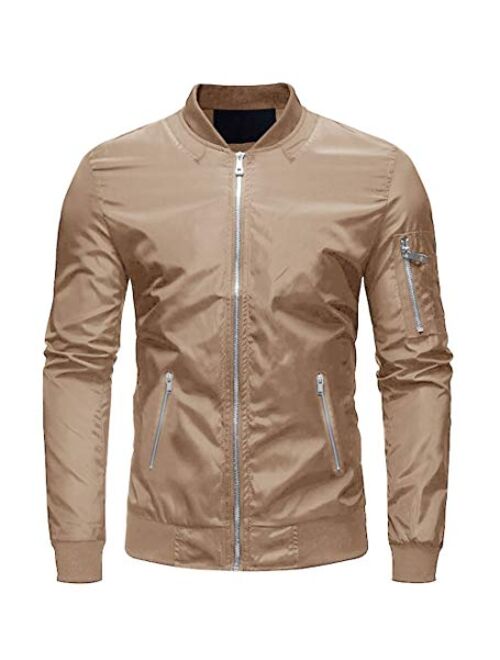 TOTNMC Men's Causal Lightweight Jacket Bomber Varsity Jacket Windbreaker Full Zip Up Jacket Coat