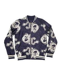 Unisex Navy/Silver All-Over Dragon Souvenir Jacket