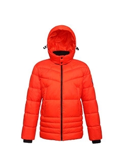 Rokka&Rolla Men's Water-Resistant Hooded Thickened Insulated Quilted Puffer Coat Heavy Padded Winter Parka Anorak Jacket