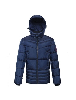 Rokka&Rolla Men's Water-Resistant Hooded Thickened Insulated Quilted Puffer Coat Heavy Padded Winter Parka Anorak Jacket