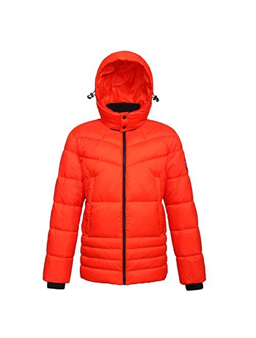 Rokka&Rolla Men's Water-Resistant Hooded Thickened Insulated Quilted Puffer Coat Heavy Padded Winter Parka Anorak Jacket