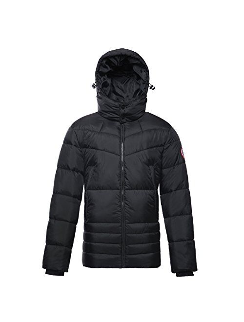 Rokka&Rolla Men's Water-Resistant Hooded Thickened Insulated Quilted Puffer Coat Heavy Padded Winter Parka Anorak Jacket