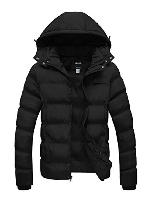 Wantdo Men's Winter Thicken Cotton Coat Warm Puffer Jacket with Removable Hood