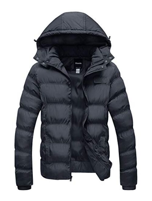 Wantdo Men's Winter Thicken Cotton Coat Warm Puffer Jacket with Removable Hood