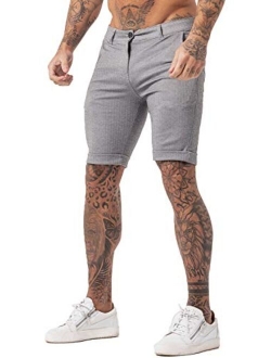 Mens Shorts Casual Spandex Lightweight Cotton Chino Pants with Elastic Waist