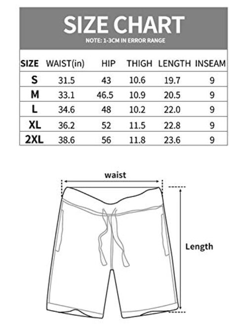 CZZSTANCE Mens Shorts Casual Cotton Workout Drawstring Summer Beach Shorts with Elastic Waist and Pockets