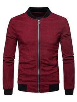 HOP FASHION Mens Casual Diamond Zipper Up Jacket Coat with Pockets