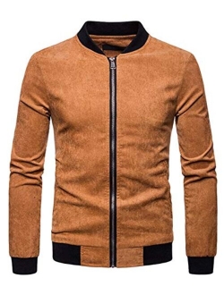 HOP FASHION Mens Casual Diamond Zipper Up Jacket Coat with Pockets