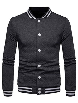 HOP FASHION Mens Casual Diamond Zipper Up Jacket Coat with Pockets