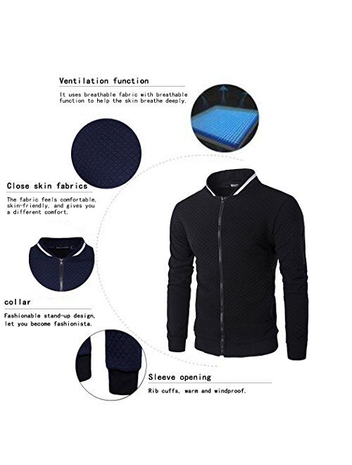 HOP FASHION Mens Casual Diamond Zipper Up Jacket Coat with Pockets