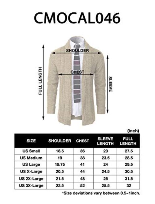 H2H Mens Casual Slim Fit Open Front Cardigan Lightweight Long Sleeve