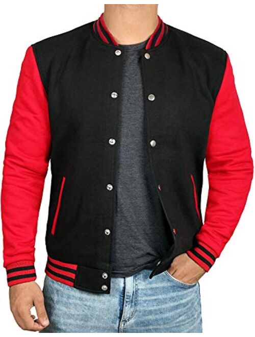 Black and Red Letterman Jacket Men - High School Varsity Mens Baseball Jacket