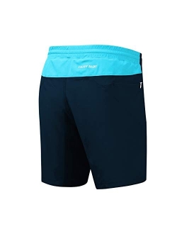 DADDY BABY Men's Comfort 8" Athletic Casual Gym Performance Sport Shorts with Built-in Underwear and Zipper Pockets