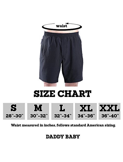 DADDY BABY Men's Comfort 8" Athletic Casual Gym Performance Sport Shorts with Built-in Underwear and Zipper Pockets