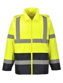 Portwest Hi-Vis Contrast Rain Jacket Viz Safety Visability Work Rain ANSI 3