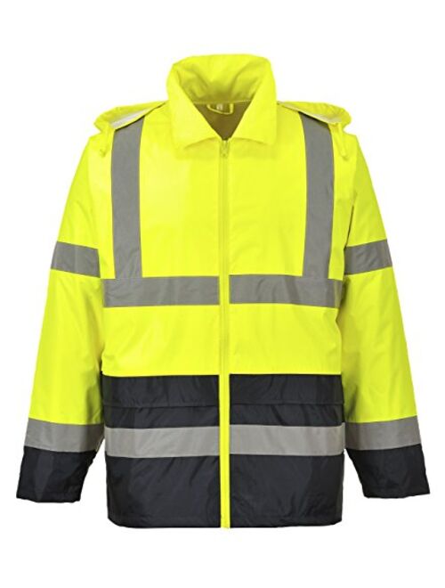 Portwest Hi-Vis Contrast Rain Jacket Viz Safety Visability Work Rain ANSI 3