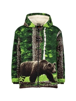 Men Women's Hoodie Sweatshirt Zip up Sherpa Lined Fleece Animal Jacket Wildkind