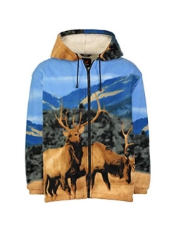 Men Women's Hoodie Sweatshirt Zip up Sherpa Lined Fleece Animal Jacket Wildkind