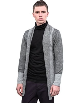 uxcell Men Shawl Collar Contrast Color Knit Cardigan