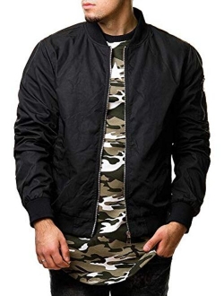 Mens Bomber Jacket Varsity Diamond Quilted Slim Fit Lightweight Flight Softshell Winter Jackets Pilot Full Zip Coats