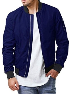 Mens Bomber Jacket Varsity Diamond Quilted Slim Fit Lightweight Flight Softshell Winter Jackets Pilot Full Zip Coats