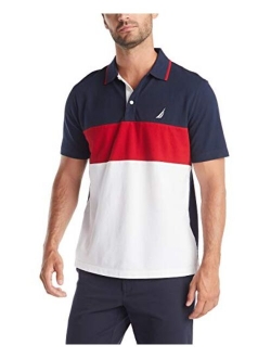 Men's Short Sleeve 100% Cotton Pique Color Block Polo Shirt