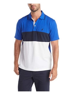 Men's Short Sleeve 100% Cotton Pique Color Block Polo Shirt