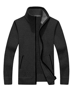 Men's Full Zip Cardigan Sweater Slim Fit Zip Up Cotton Knitted Sweater with Pockets