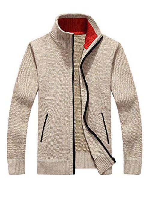 COOFANDY Men's Full Zip Cardigan Sweater Slim Fit Zip Up Cotton Knitted Sweater with Pockets