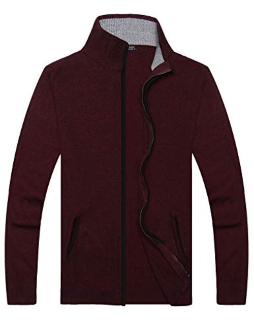 COOFANDY Men's Full Zip Cardigan Sweater Slim Fit Zip Up Cotton Knitted Sweater with Pockets