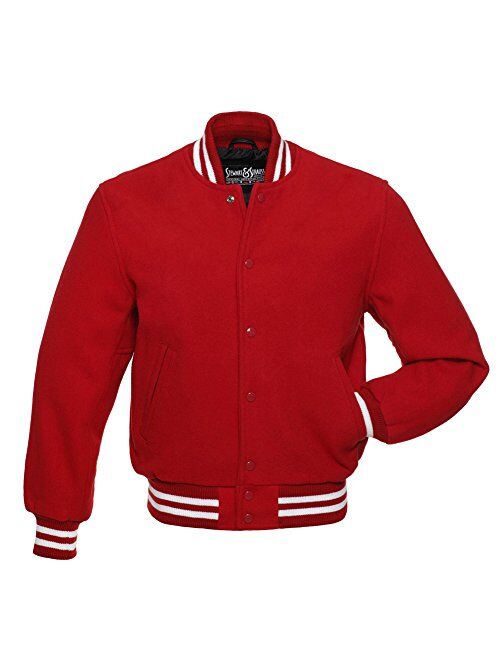 Stewart & Strauss Original All Wool Varsity Letterman Jackets (5 Team Colors) Wool XXS to 6XL