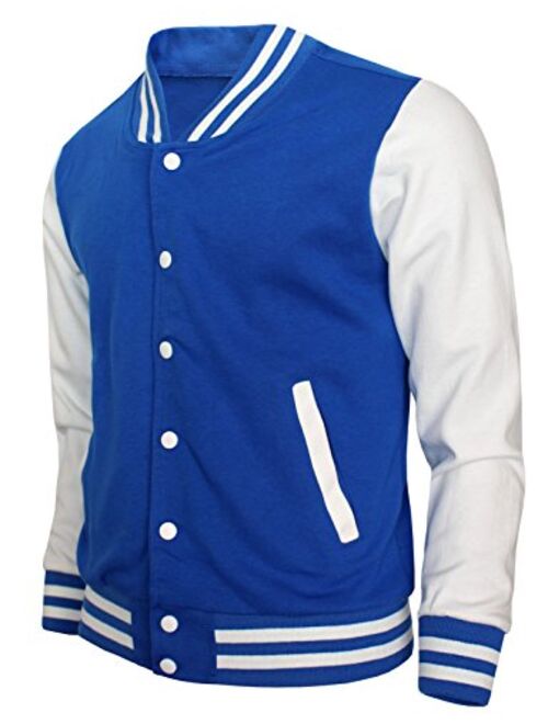 BCPOLO Baseball Jacket Varsity Baseball Cotton Jacket Letterman Jacket 8 Colors-Blue L