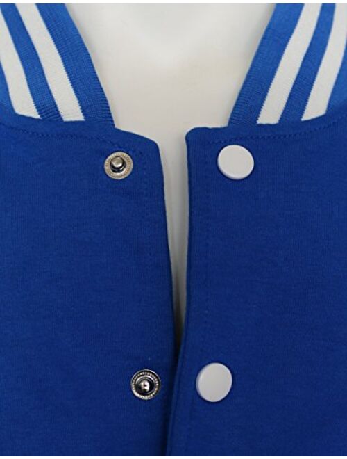 BCPOLO Baseball Jacket Varsity Baseball Cotton Jacket Letterman Jacket 8 Colors-Blue L