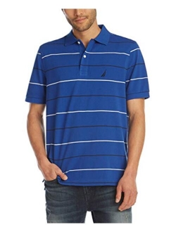 Men's Classic Fit Short Sleeve 100% Cotton Pique Stripe Polo Shirt