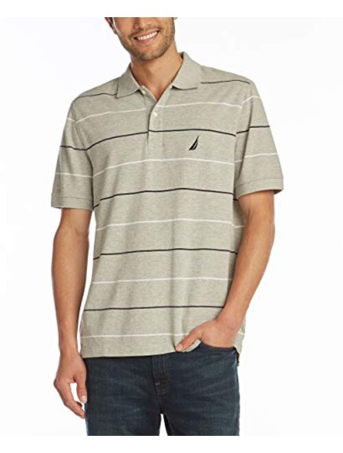 Nautica Men's Classic Fit Short Sleeve 100% Cotton Pique Stripe Polo Shirt