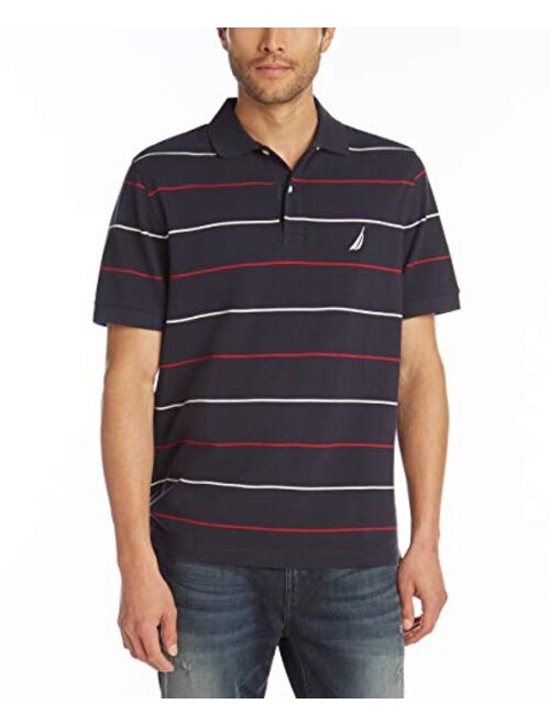 Nautica Men's Classic Fit Short Sleeve 100% Cotton Pique Stripe Polo Shirt