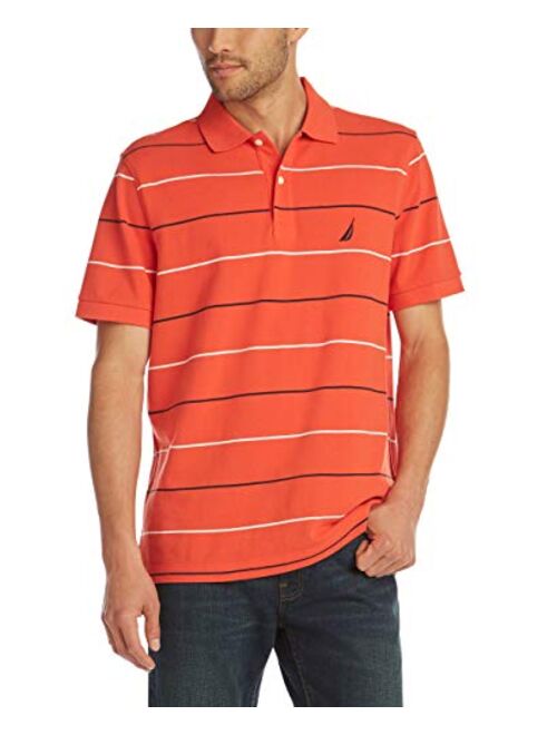 Nautica Men's Classic Fit Short Sleeve 100% Cotton Pique Stripe Polo Shirt