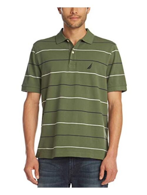 Nautica Men's Classic Fit Short Sleeve 100% Cotton Pique Stripe Polo Shirt