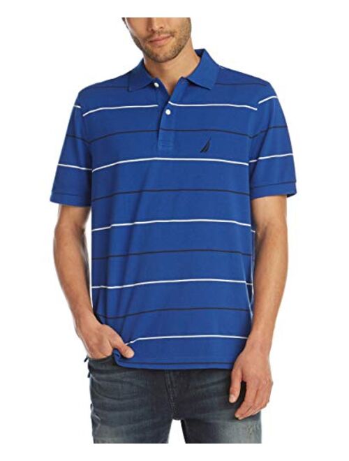 Nautica Men's Classic Fit Short Sleeve 100% Cotton Pique Stripe Polo Shirt