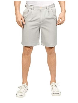 MAGE MALE Men's Shorts Classic Fit Stretch Solid Expandable-Waist Pleat Front Short