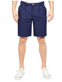 MAGE MALE Men's Shorts Classic Fit Stretch Solid Expandable-Waist Pleat Front Short