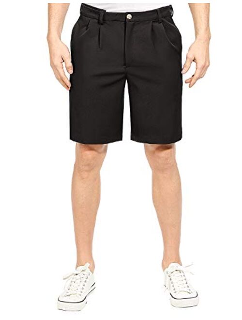 MAGE MALE Men's Shorts Classic Fit Stretch Solid Expandable-Waist Pleat Front Short