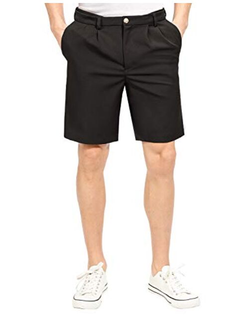 MAGE MALE Men's Shorts Classic Fit Stretch Solid Expandable-Waist Pleat Front Short