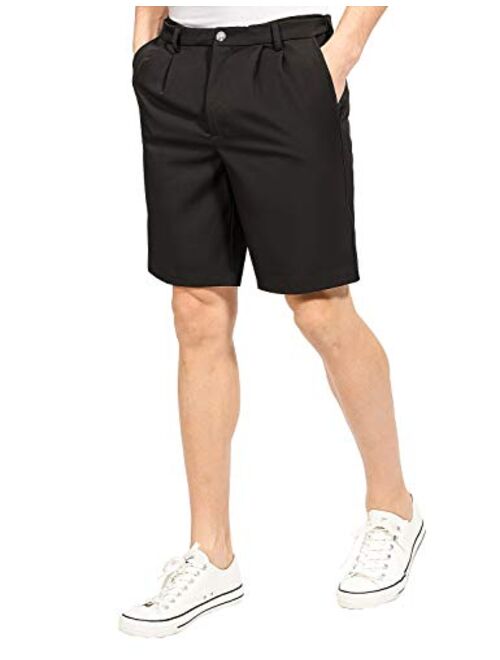 MAGE MALE Men's Shorts Classic Fit Stretch Solid Expandable-Waist Pleat Front Short